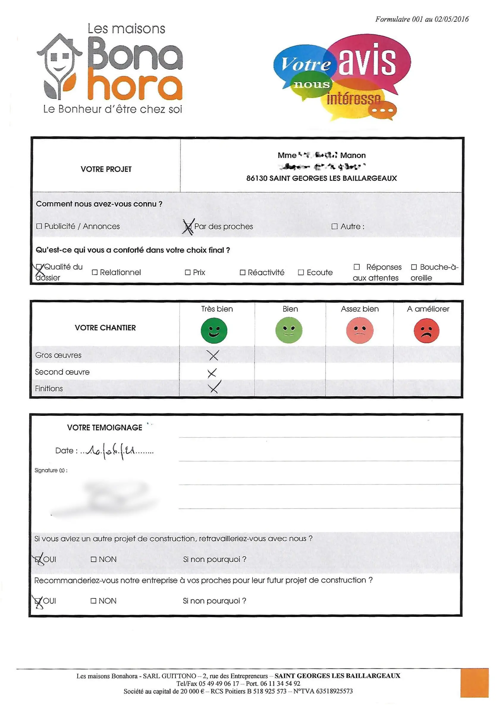 Avis client - Mai 2021