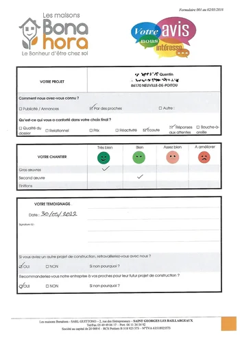 Avis client - Mai 2022