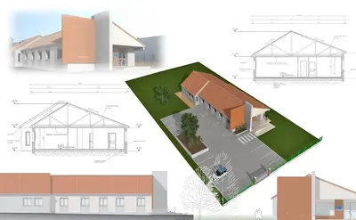 Illustration 3D d'un cabinet d'expertise comptable - Construction de locaux professionnels Maisons Bonahora