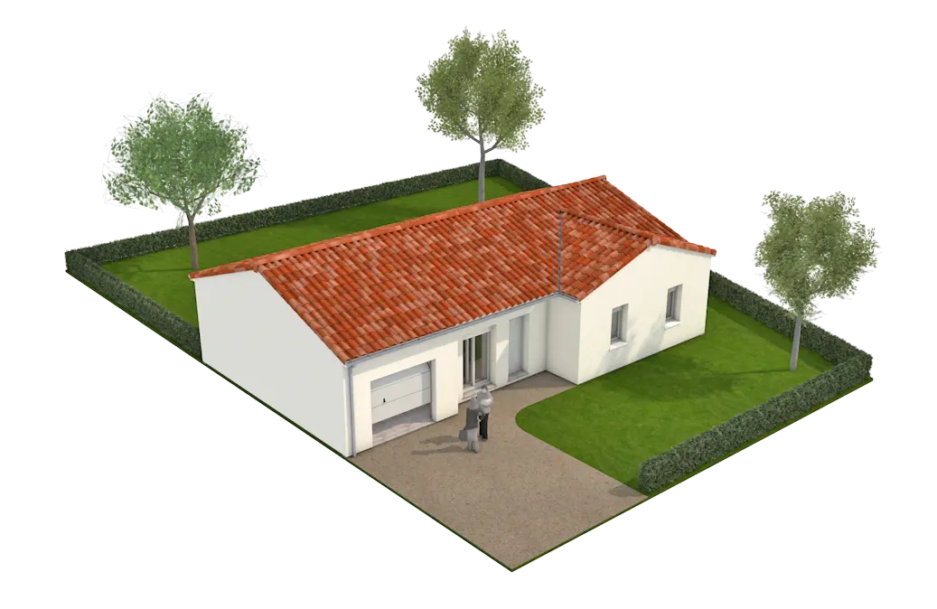 Maquette 3D d'une maison individuelle à étage - Construction Bonahora dans la Vienne